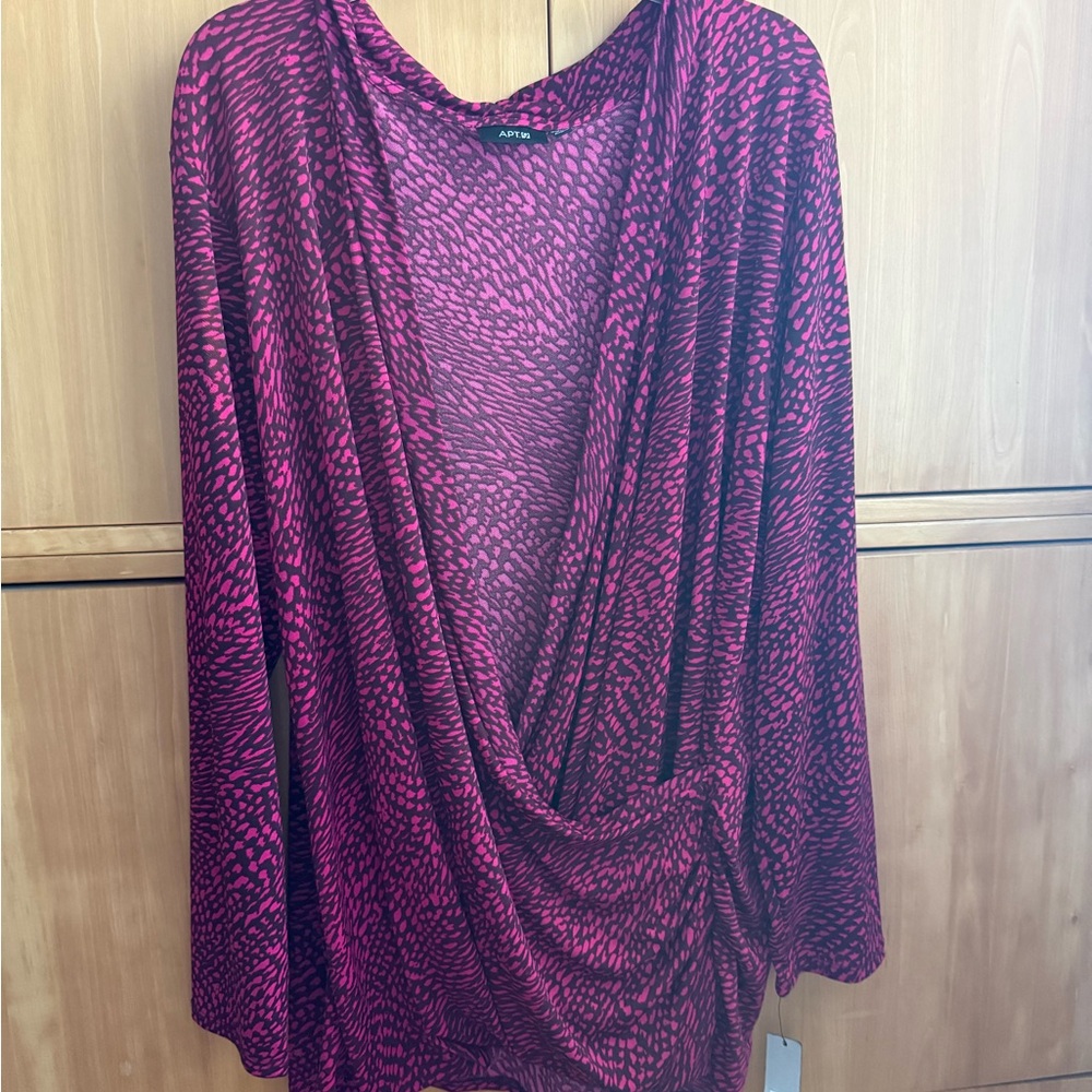 Apt. 9 Vibrant Pink and Black Patterned Top